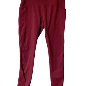 Jockey Women's Rich Burgundy Leggings with Side Pockets, Polyester Spandex Blend